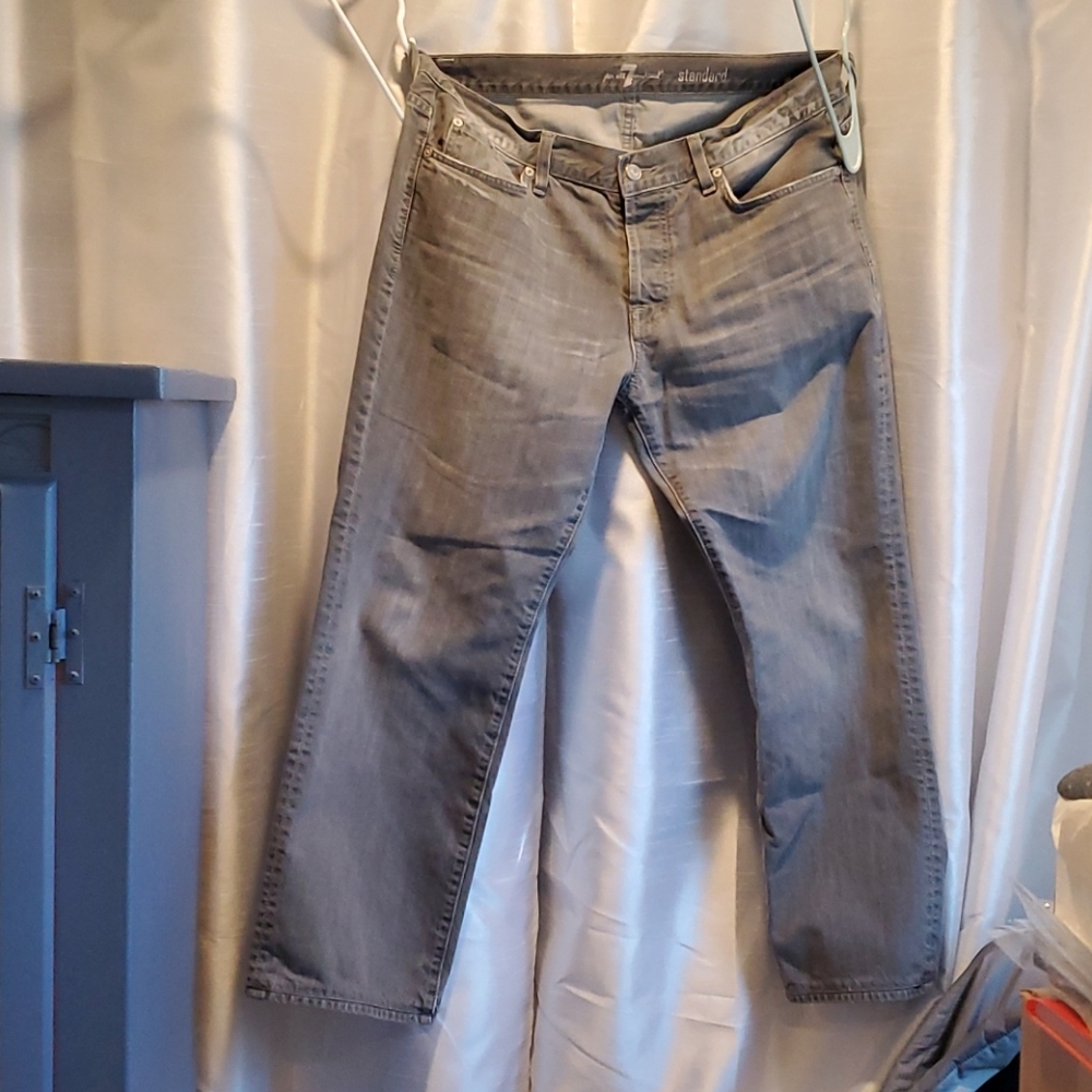 Grey 7 For All Mankind jeans.
